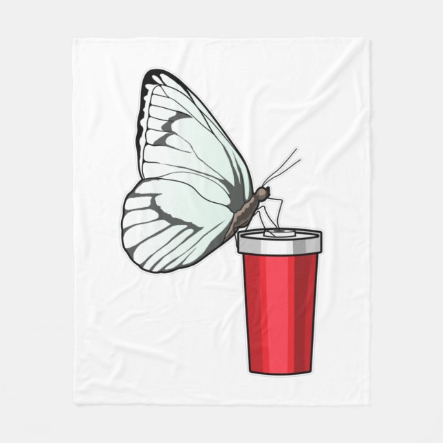 Butterfly Drinking mug Fleece Blanket (Front)