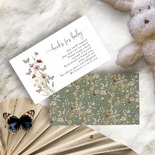 Butterfly Dusty Green Books For Baby Enclosure Card