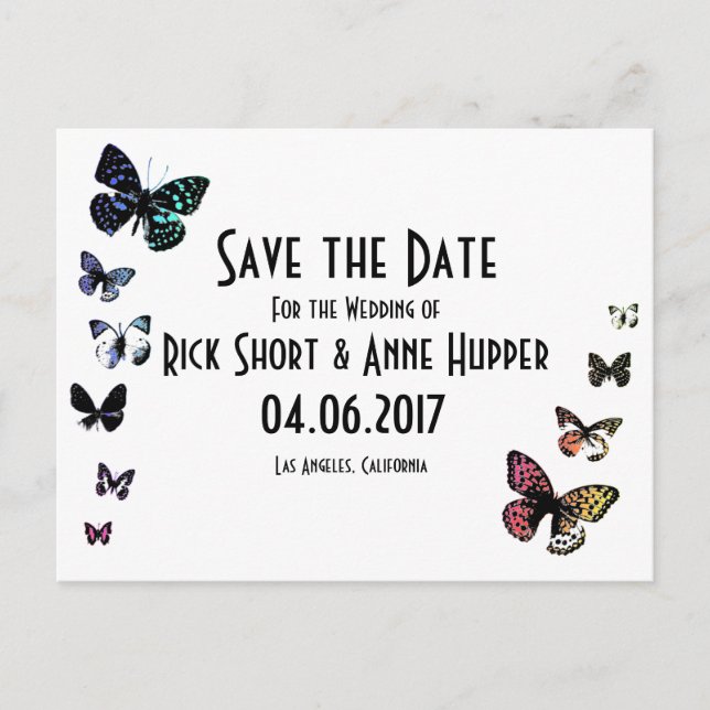 Butterfly Edge, Save the Date Wedding Postcard (Front)