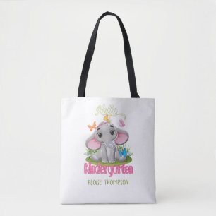 Butterfly Elephant Kindergarten Back to School   Tote Bag