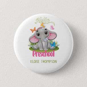 Butterfly Elephant Preschool Back to School    2 Inch Round Button