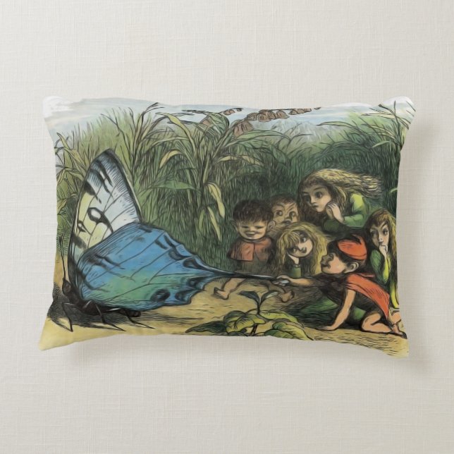 Butterfly Elf Artwork Cute Elves Butterflies Accent Pillow (Back)