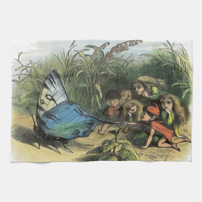 Butterfly Elf Artwork Cute Elves Butterflies Kitchen Towel (Horizontal)