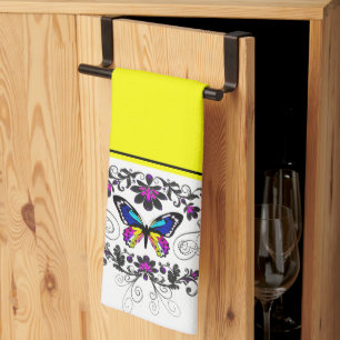Butterfly embellishment kitchen towel