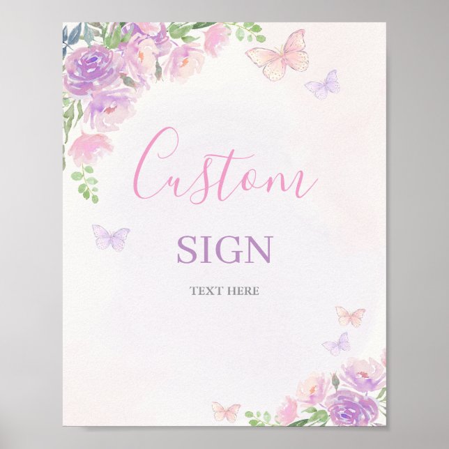 Butterfly Enchanted Baby Shower customized Poster (Front)