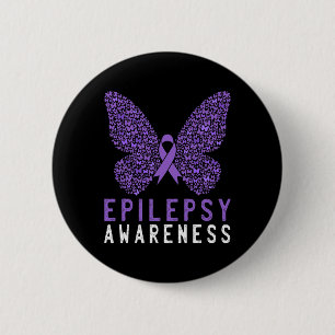 Butterfly Epilepsy Awareness Month Purple Ribbon S 2 Inch Round Button