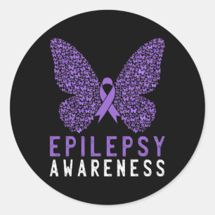 Butterfly Epilepsy Awareness Month Purple Ribbon S Classic Round Sticker