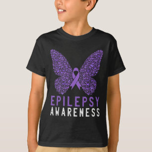 Butterfly Epilepsy Awareness Month Purple Ribbon S T-Shirt