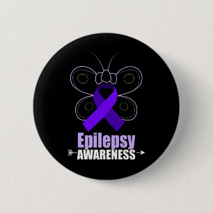 Butterfly Epilepsy Ribbon Epilepsy Disorder Awaren 2 Inch Round Button