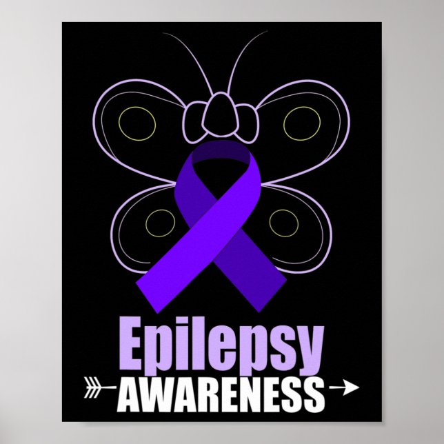 Butterfly Epilepsy Ribbon Epilepsy Disorder Awaren Poster (Front)