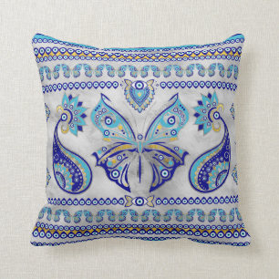 Butterfly Evil Eye Ornament Throw Pillow