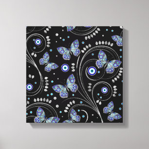 Butterfly Evil Eye Pattern Canvas Print