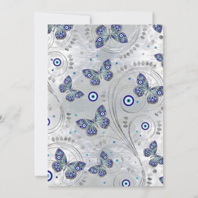 Butterfly Evil Eye Pattern on pearl Holiday Card (Front)
