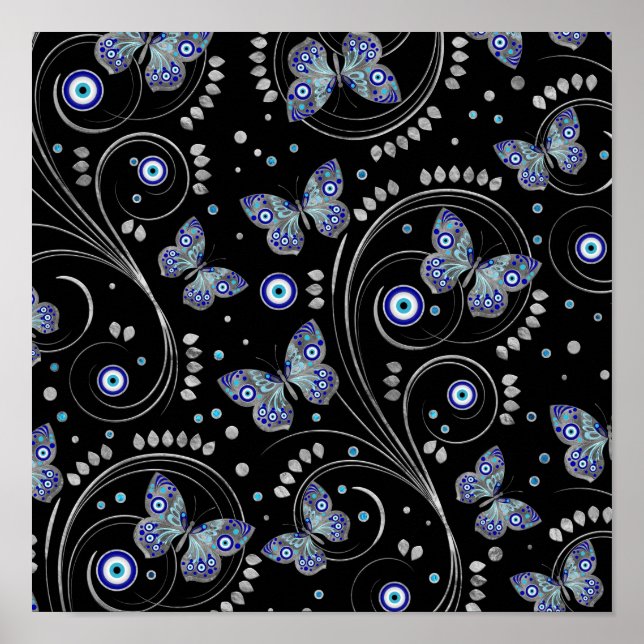 Butterfly Evil Eye Pattern Poster (Front)