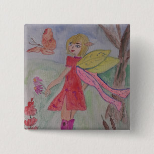 Butterfly Fairy 2 Inch Square Button