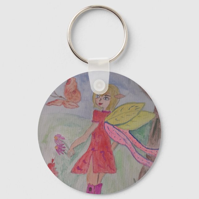 Butterfly Fairy Button Key Ring (Front)