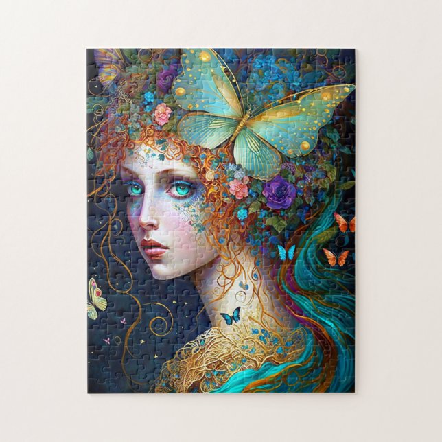 Butterfly Fairy Elf Lady Fantasy Art Jigsaw Puzzle (Vertical)