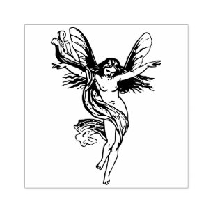 Butterfly Fairy girl fantasy Rubber Stamp