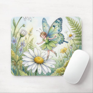 Butterfly Fairy In a Daisy Garden Mouse Pad