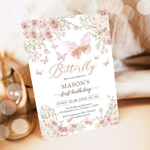 Butterfly Fairy Pink Girl Birthday Invitation