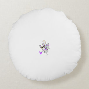 Butterfly Fairy Tattoo Vector – Vintage Floral Art Round Pillow