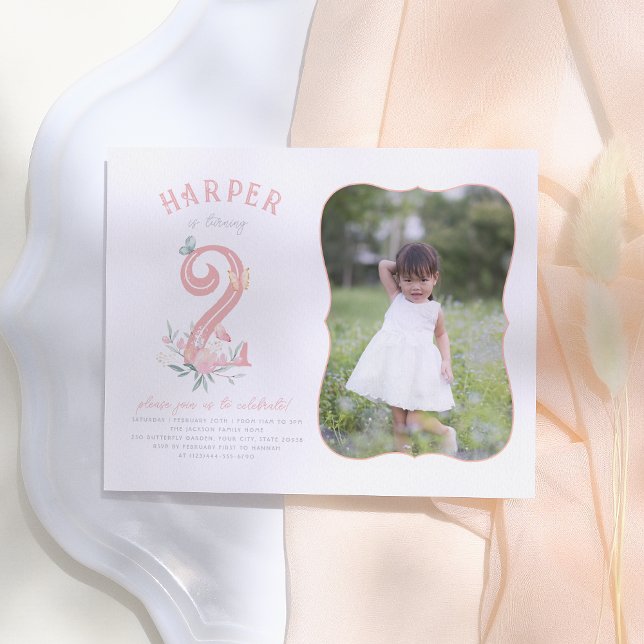 Butterfly Fairytale Floral Photo Birthday Postcard (Creator Uploaded)