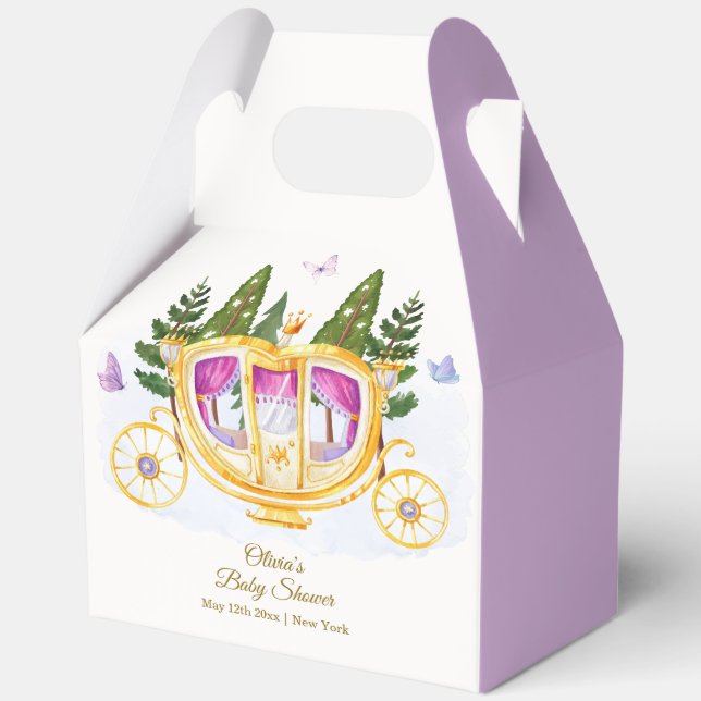 Butterfly Fairytale Princess Carriage Baby Shower Favor Box (Front)