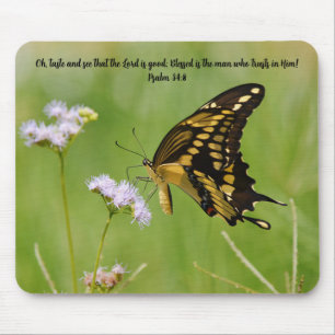 Butterfly Faith Bible Verse Nature Mouse Pad