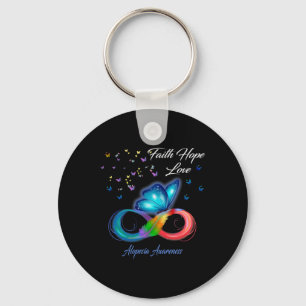 Butterfly Faith Hope Love Alopecia Awareness 1 Keychain