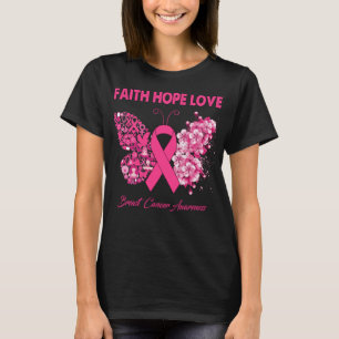 Butterfly Faith Hope Love Breast Cancer Warrior T-Shirt