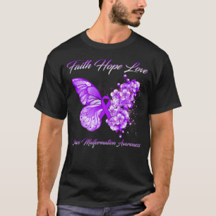 Butterfly Faith Hope Love Chiari Malformation Awar T-Shirt
