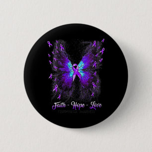 Butterfly Faith Hope Love Fibromyalgia Awareness 2 Inch Round Button
