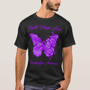 Butterfly Faith Hope Love Fibromyalgia Awareness T-Shirt