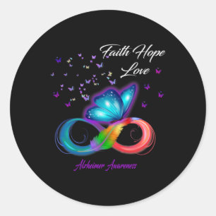Butterfly Faith Hope Love Heimerheimer Awareness  Classic Round Sticker