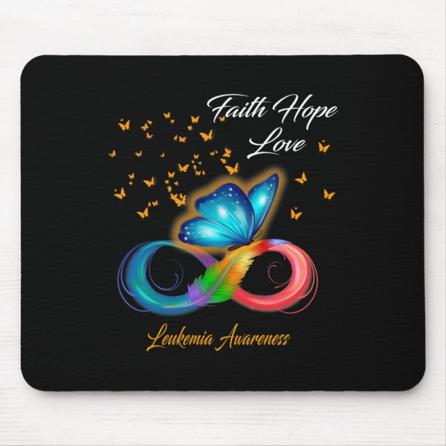 Butterfly Faith Hope Love Leukaemia Awareness  Mouse Pad (Front)
