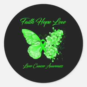 Butterfly Faith Hope Love Liver Cancer Awareness Classic Round Sticker