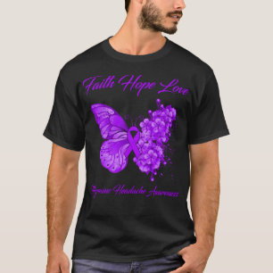 Butterfly Faith Hope Love Migraine Headache Awaren T-Shirt