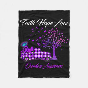 Butterfly Faith Hope Love Overdose Awareness 1 Fleece Blanket
