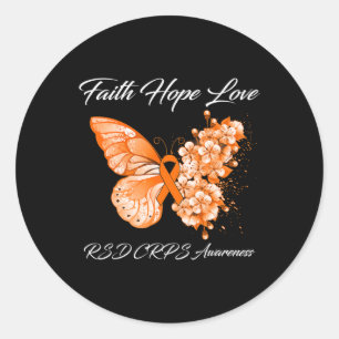 Butterfly Faith Hope Love Rsd Crps Awareness 1  Classic Round Sticker