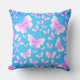 Butterfly Family in Pink Shades Colour Throw Pillow