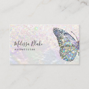 butterfly faux pastel glitter business card