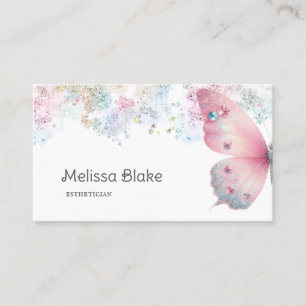 butterfly faux pastel glitter business card