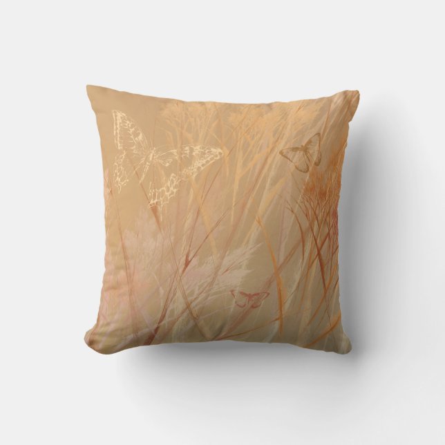 Butterfly Fields Autumn Meadow Grass Throw Pillow (Front)