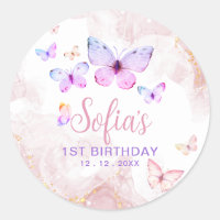 Butterfly First Birthday Girl 1st Pink Purple