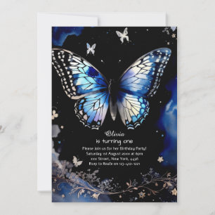 Butterfly First Birthday Invitation