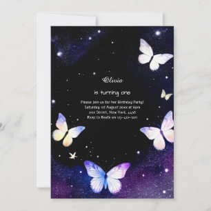 Butterfly First Birthday Invitation