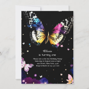 Butterfly First Birthday Invitation