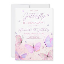 Butterfly First Birthday Invitation