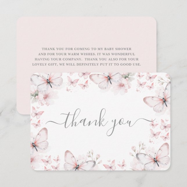 Butterfly Flat Thank You Card (Front/Back)