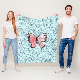 Butterfly Fleece Blanket Roses - Your Colours